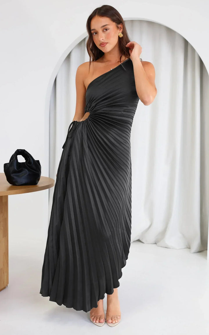 Sylviana - One-Shoulder Pleated Midi Dress