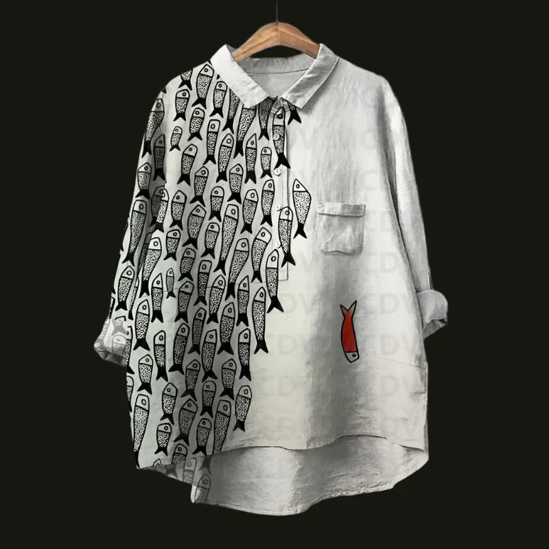 Rael | Comfortable vintage shirt with fish print