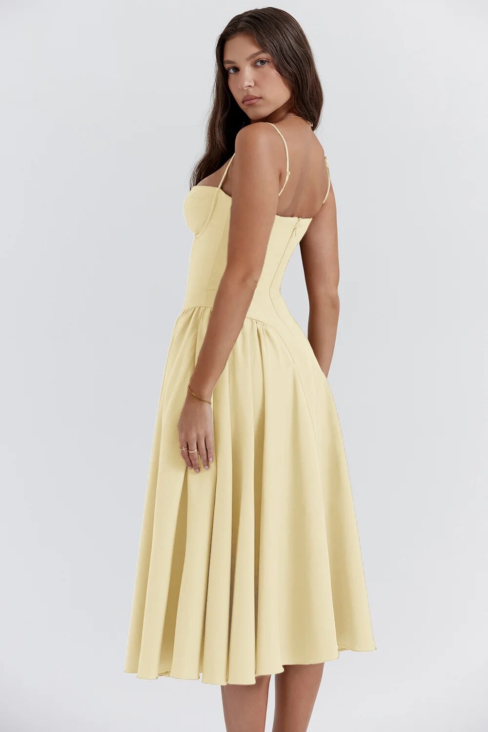 Celine - Sleeveless midi dress with corset fit