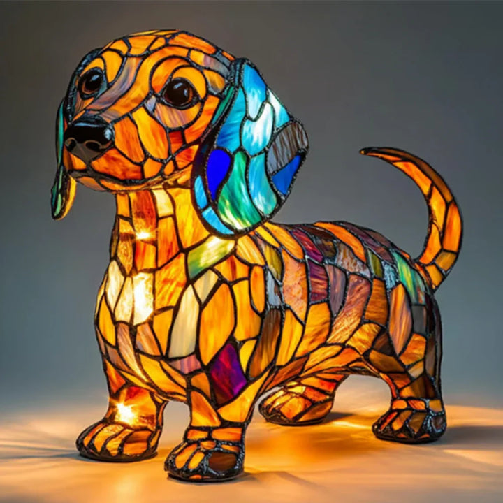 Light-up dog - handmade lamp that makes hearts shine