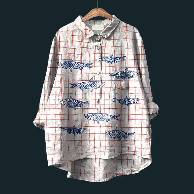 Rael | Comfortable vintage shirt with fish print
