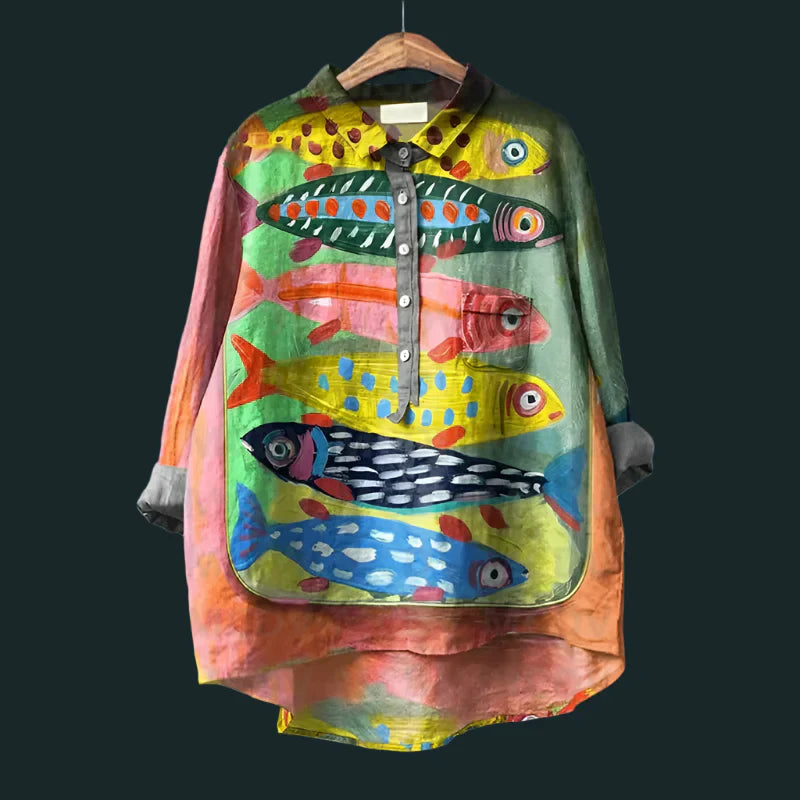 Rael | Comfortable vintage shirt with fish print