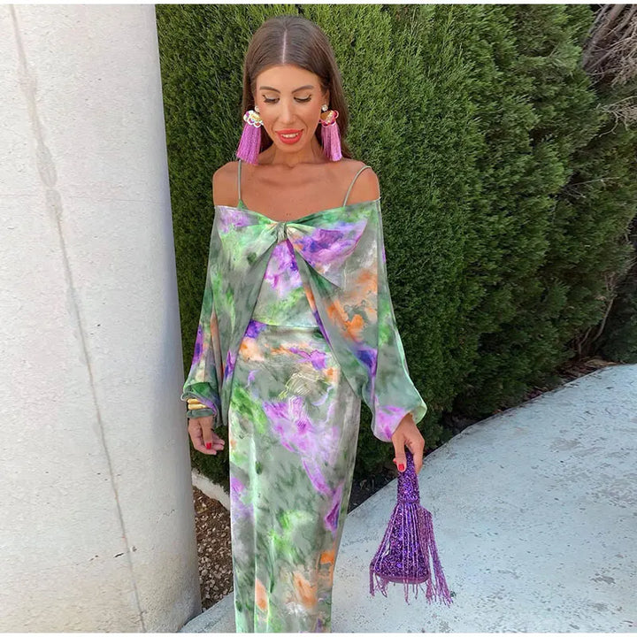 Anisten   | Women's Long Printed Dress Halo-Dye Summer Bohemian