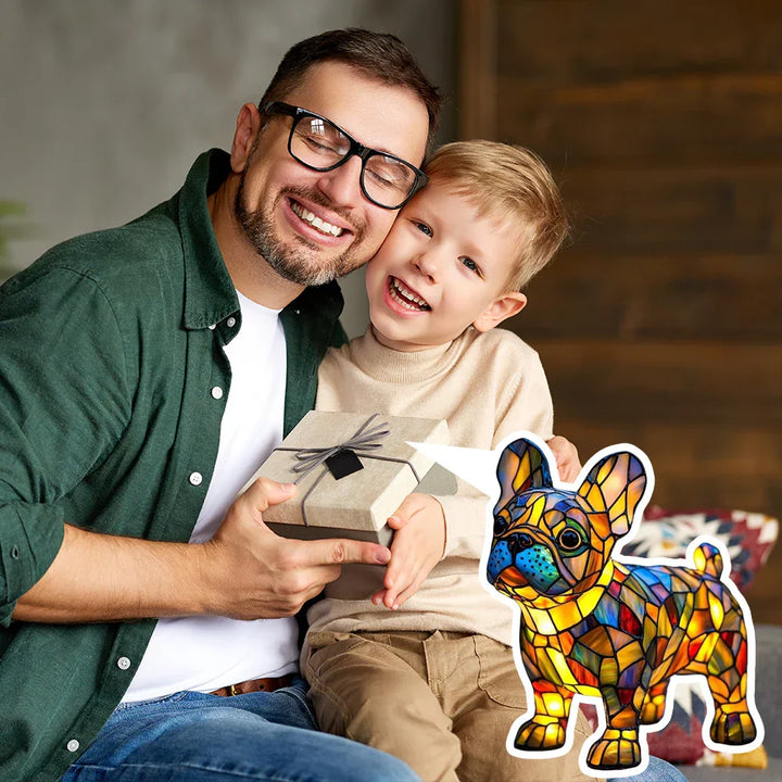 Light-up dog - handmade lamp that makes hearts shine