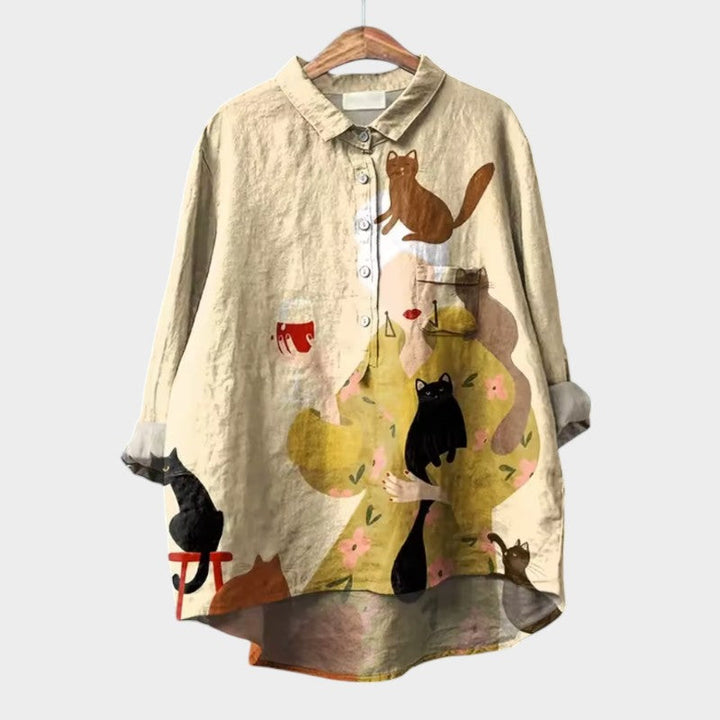 ELISABETTA | Oversized Floral Blouse with Comfortable Fit for Carefree Days