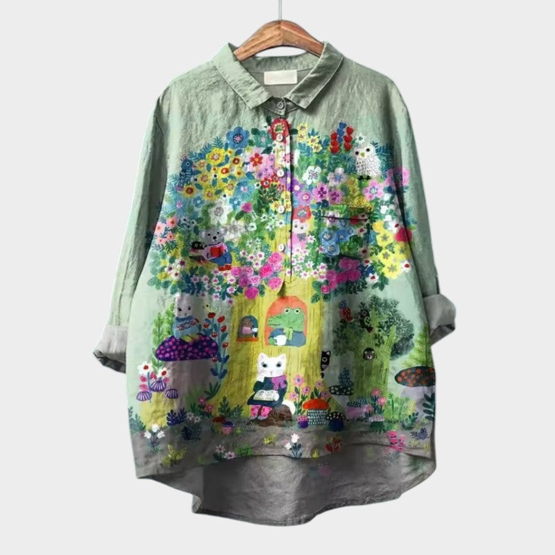 ELISABETTA | Oversized Floral Blouse with Comfortable Fit for Carefree Days
