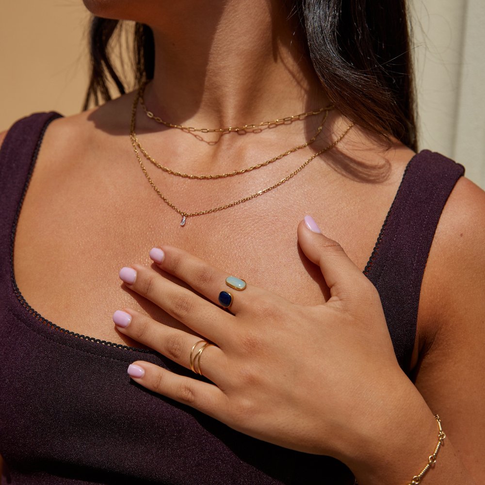 Enveloping Ring with Aquamarine