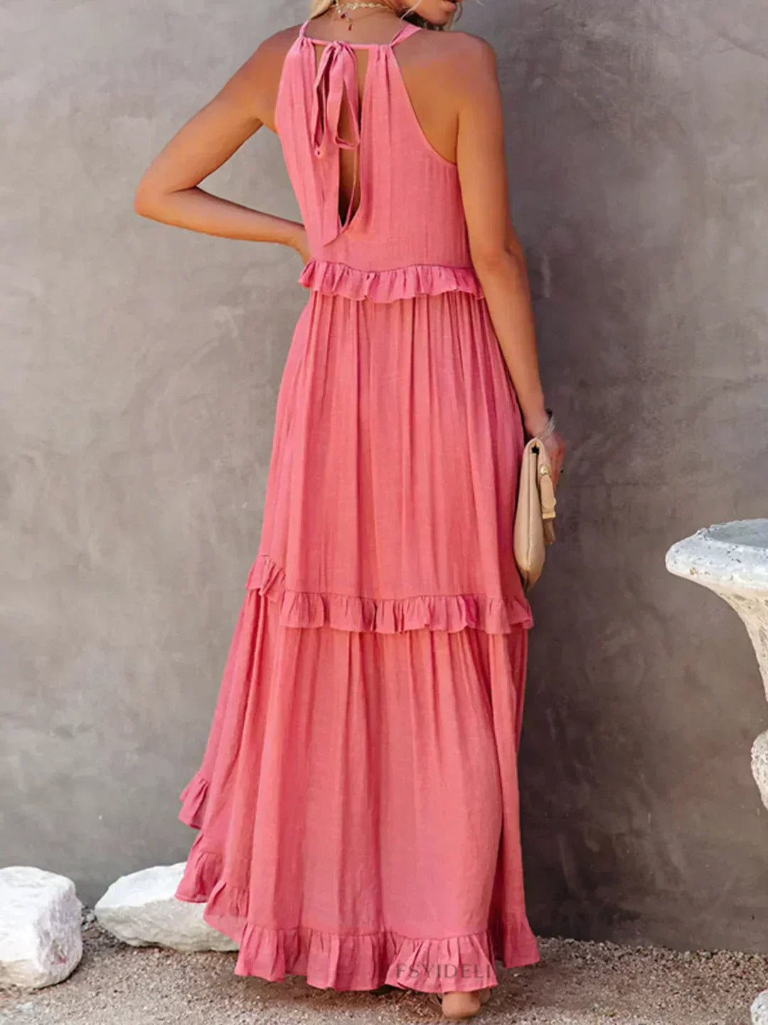 Sarah | Maxi Dress with Ruffles and Halter (Almost Sold Out)