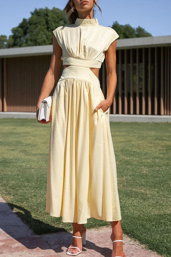 Quincy | Midi Dress with Cut-Outs and Pockets