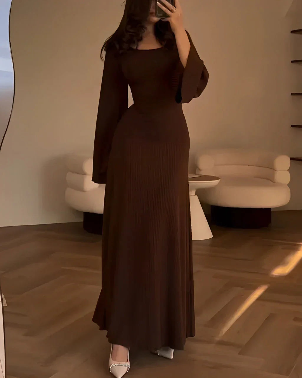 Rosea Elegant Chic Knit Maxi Dress