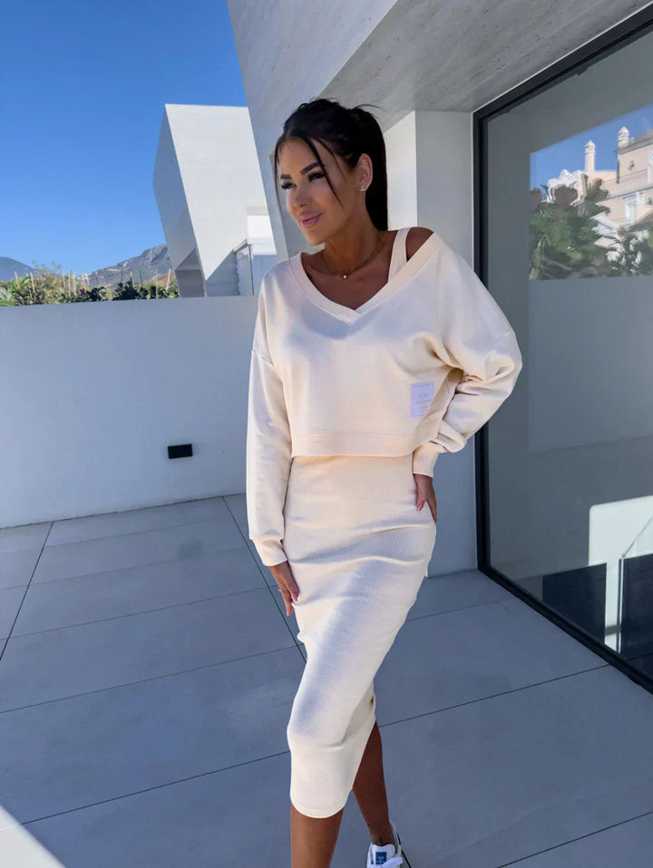 Laurine – Casual Dress and Sweatshirt Set