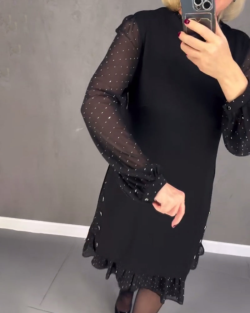 ELIANA | Elegant Dress with Transparent Sleeves and Flattering Cut for Autumn Occasions