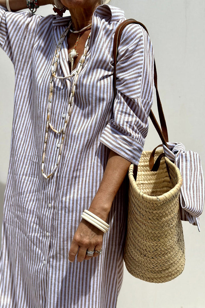 Sally | Elegant striped shirt dress