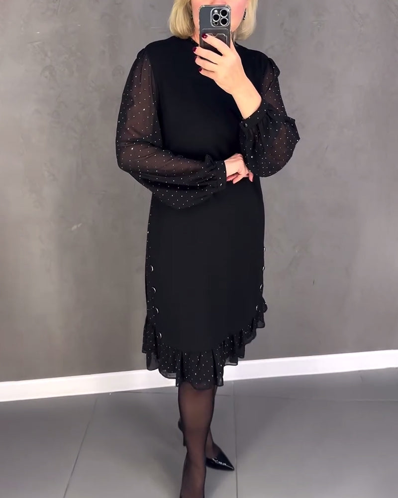 ELIANA | Elegant Dress with Transparent Sleeves and Flattering Cut for Autumn Occasions
