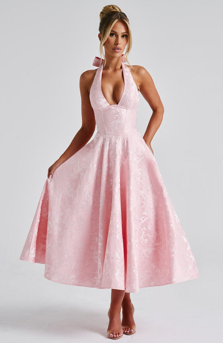 Rosea Midi Dress with a Neckline
