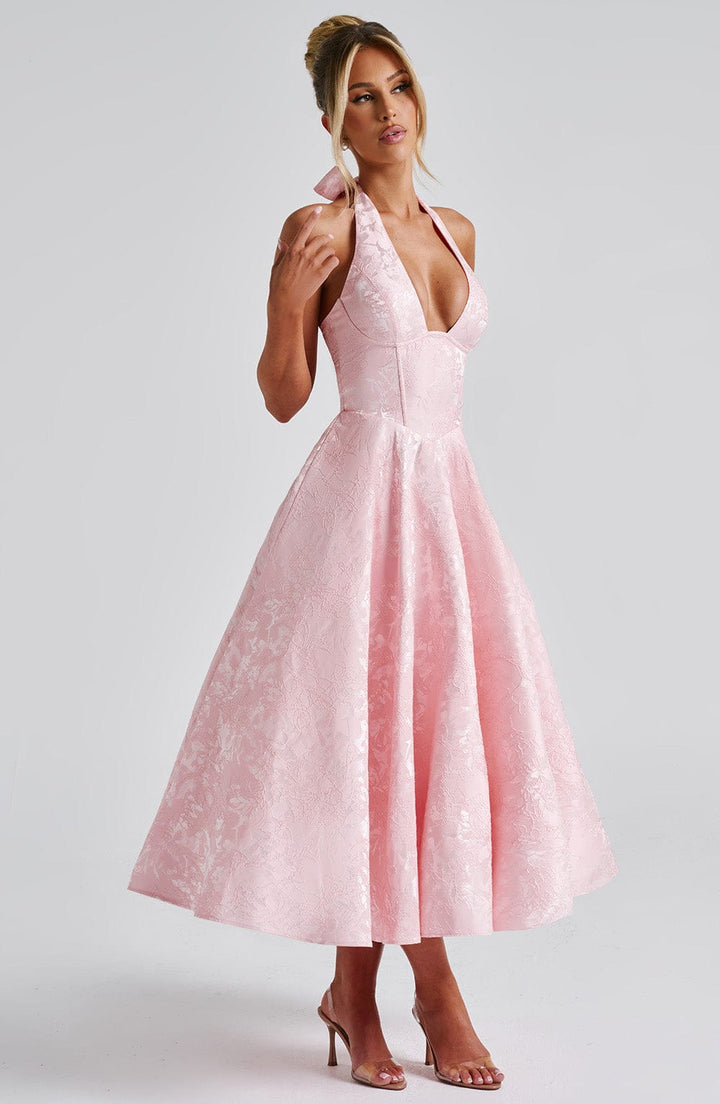 Rosea Midi Dress with a Neckline