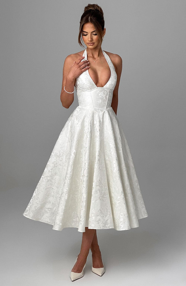 Rosea Midi Dress with a Neckline