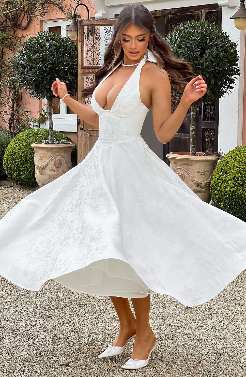 Rosea Midi Dress with a Neckline