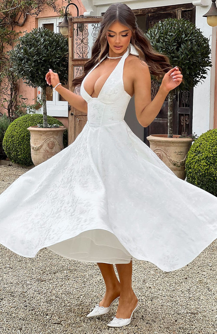 Rosea Midi Dress with a Neckline