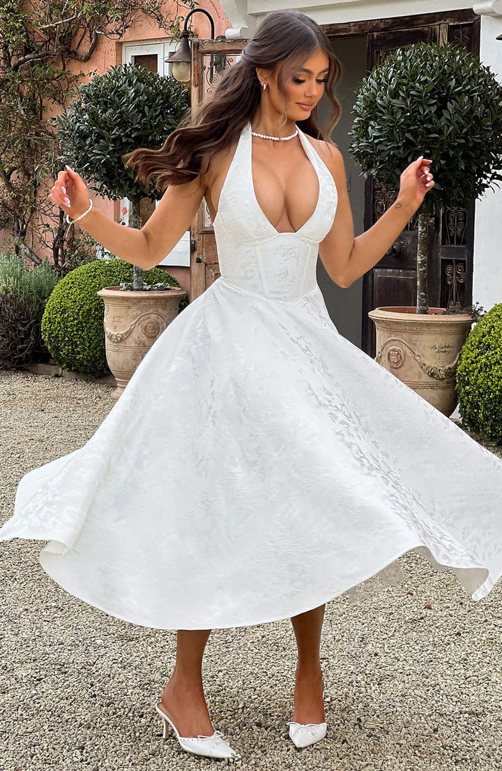 Rosea Midi Dress with a Neckline