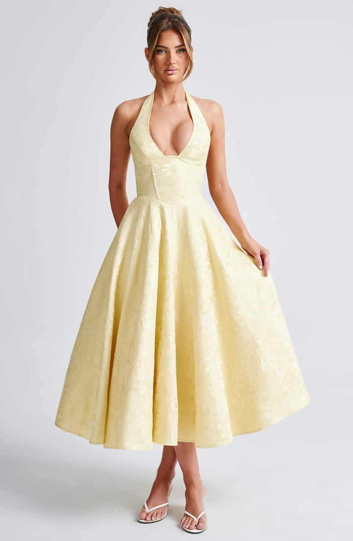 Rosea Midi Dress with a Neckline