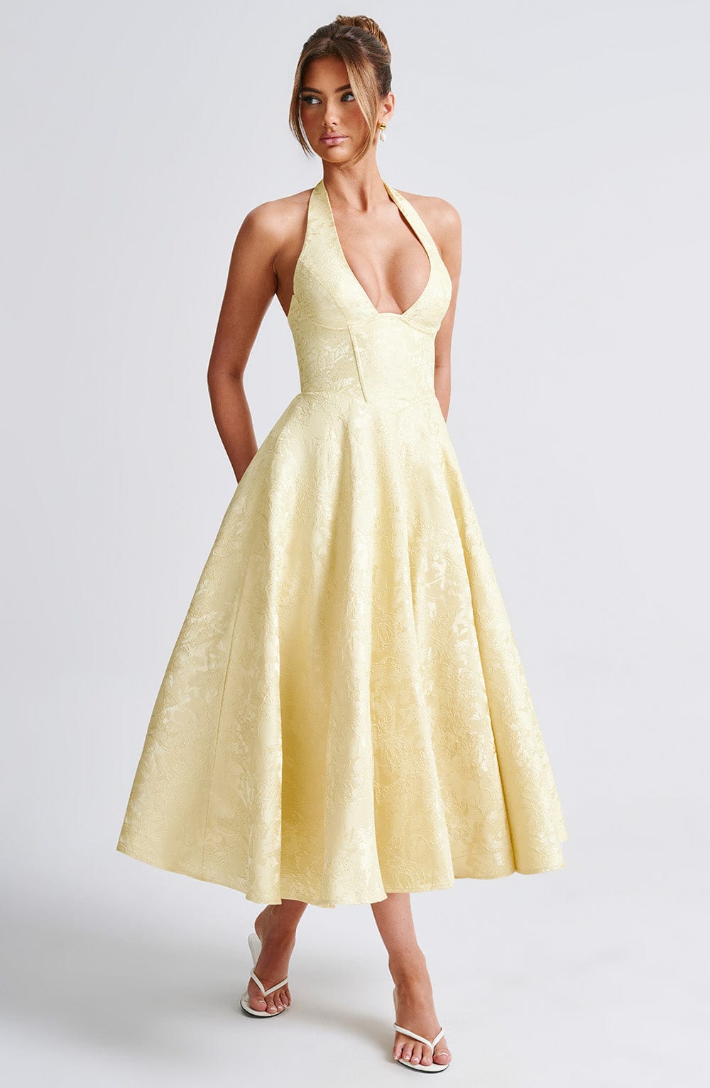 Rosea Midi Dress with a Neckline