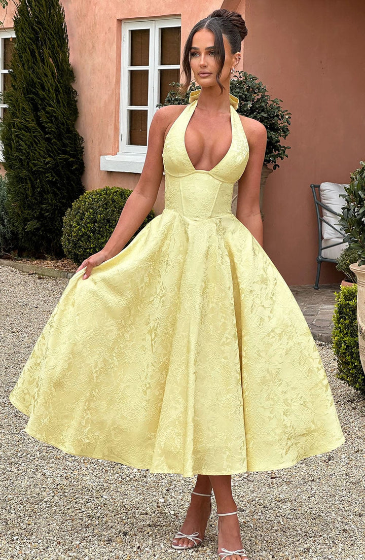 Rosea Midi Dress with a Neckline