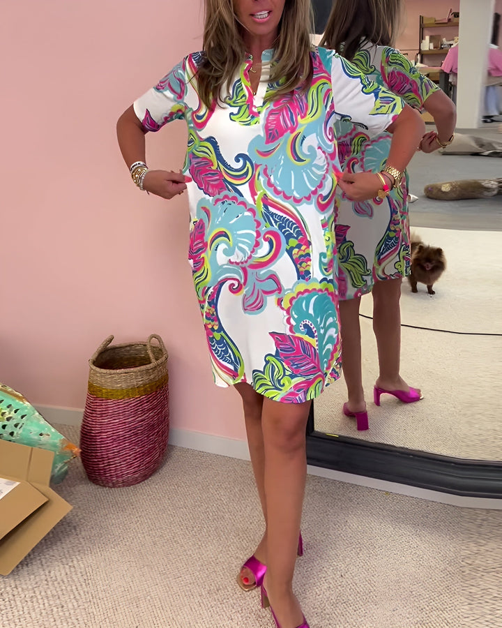 Gaëlle | Light Printed Dress with V-Neck