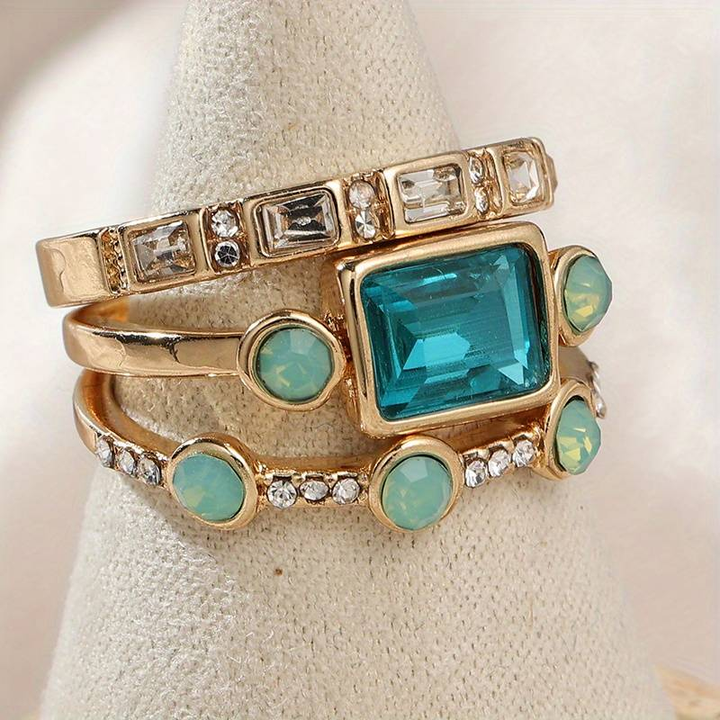Vintage Blue Zirconia Ring Set