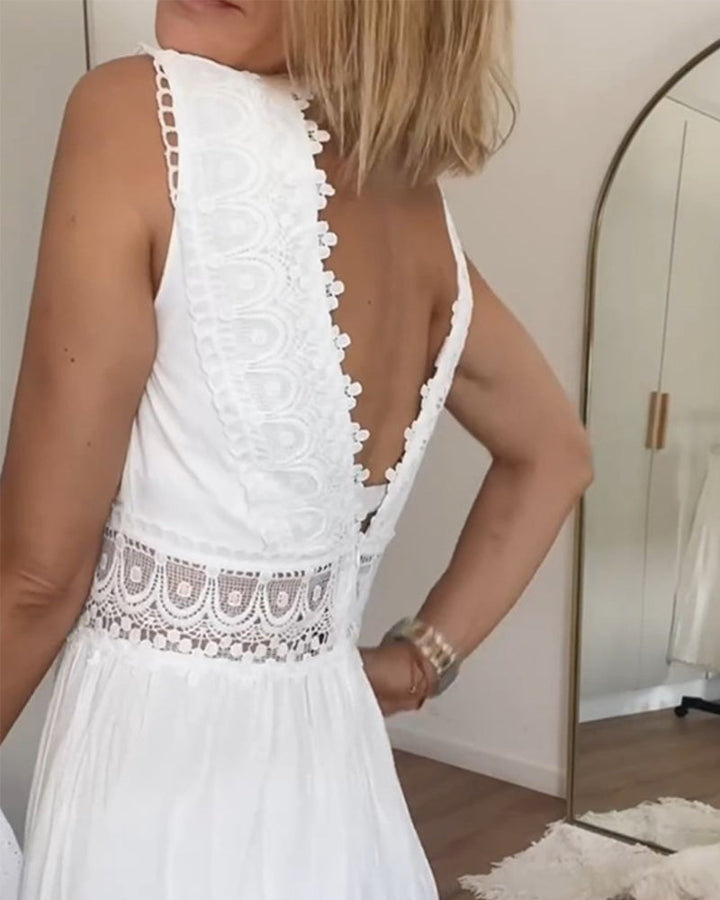 Ninfea | Sleeveless boho midi dress with lace details