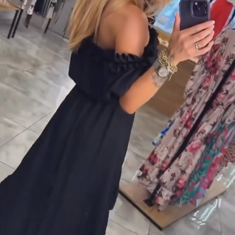 Maria | Black Off-Shoulder Maxi Dress