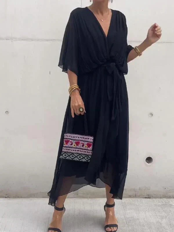 GINEVRA | Elegant Long Dress with Feminine Neckline