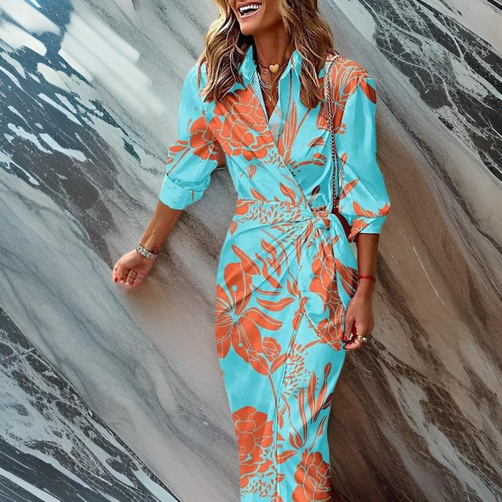 Rosea Wrap Style Dress with Print