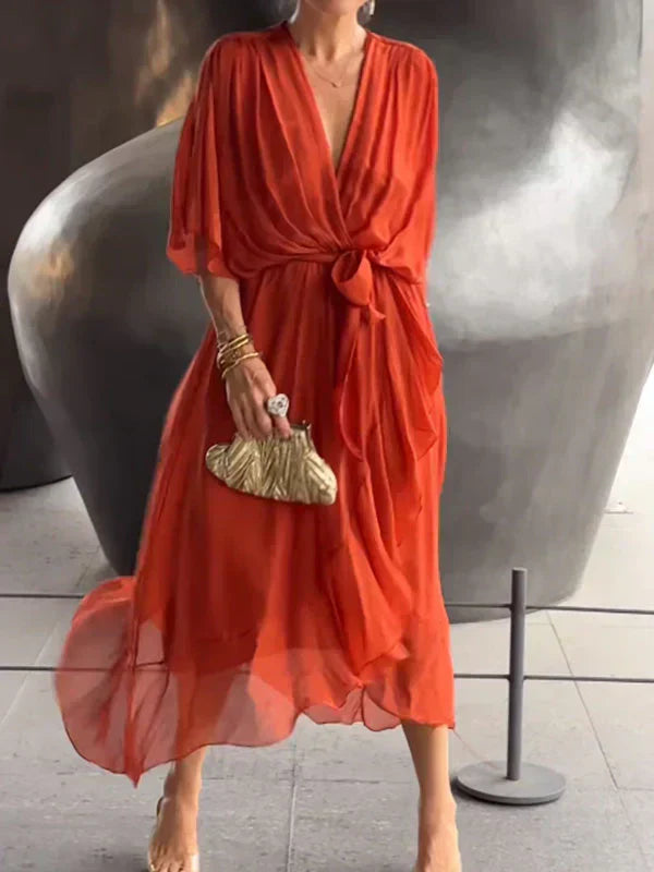 GINEVRA | Elegant Long Dress with Feminine Neckline