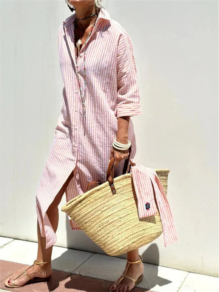 Renata  - Striped Dress with Collar