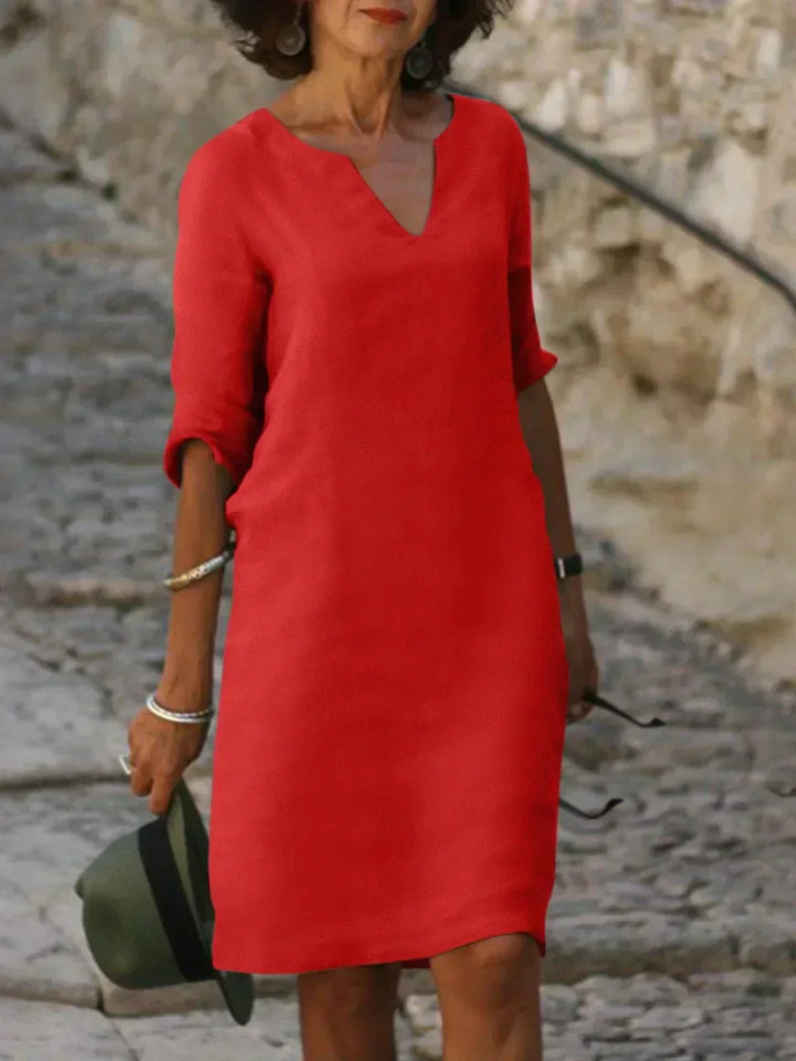 Beatrice  - Elegant Beatrice Dress with Raised V-Neck