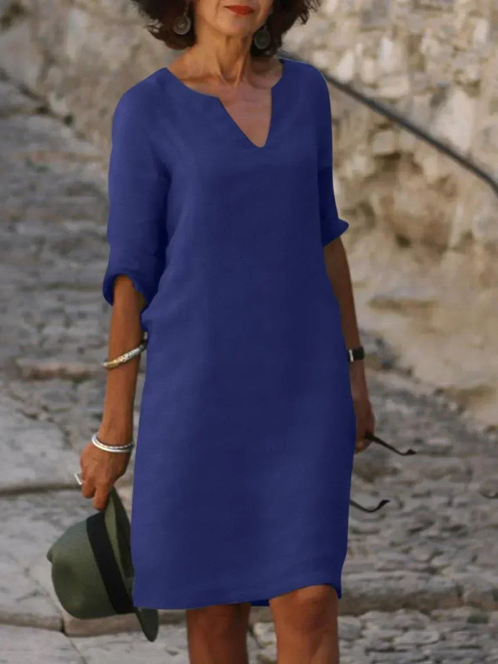 Beatrice  - Elegant Beatrice Dress with Raised V-Neck