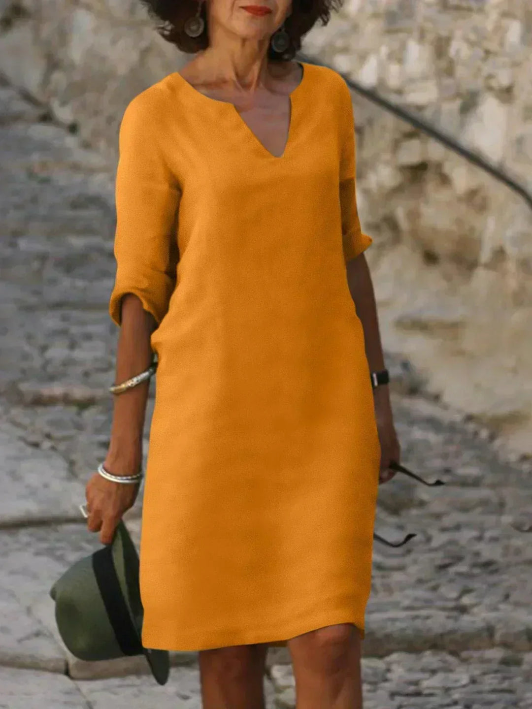 Beatrice  - Elegant Beatrice Dress with Raised V-Neck