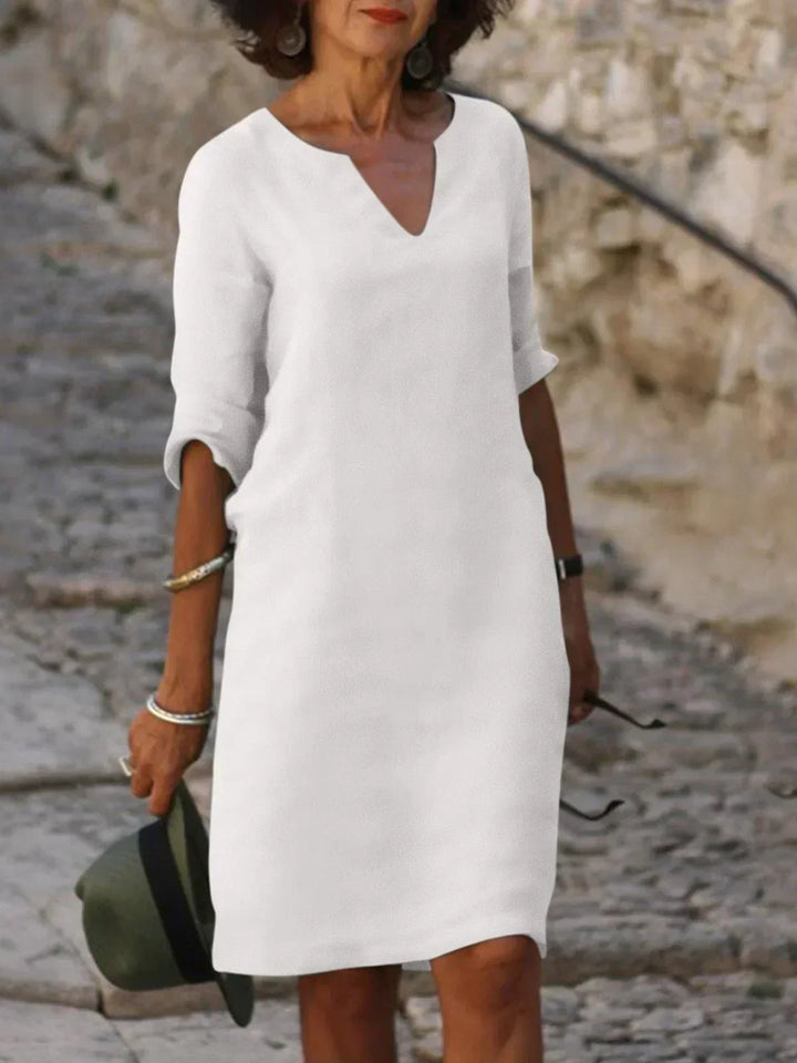 Beatrice  - Elegant Beatrice Dress with Raised V-Neck