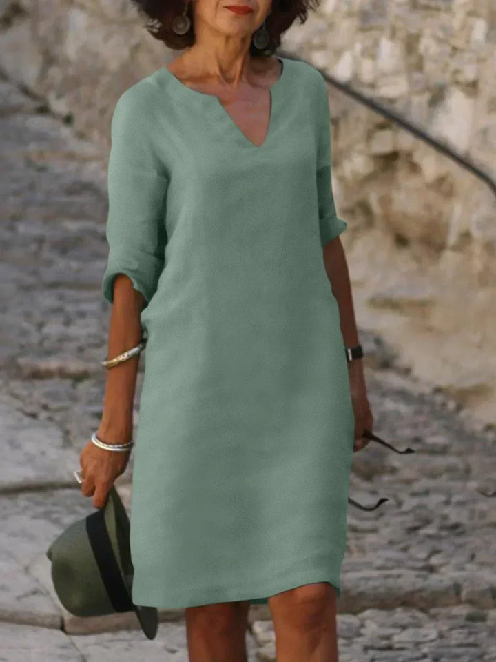 Beatrice  - Elegant Beatrice Dress with Raised V-Neck