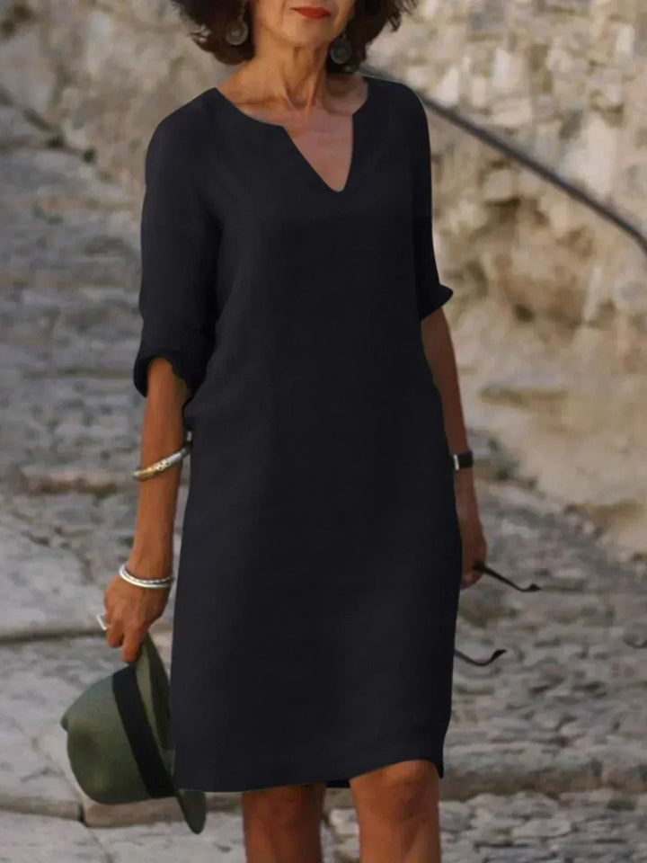 Beatrice  - Elegant Beatrice Dress with Raised V-Neck