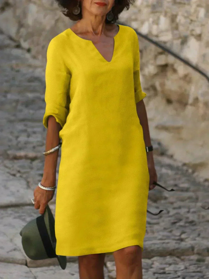 Beatrice  - Elegant Beatrice Dress with Raised V-Neck