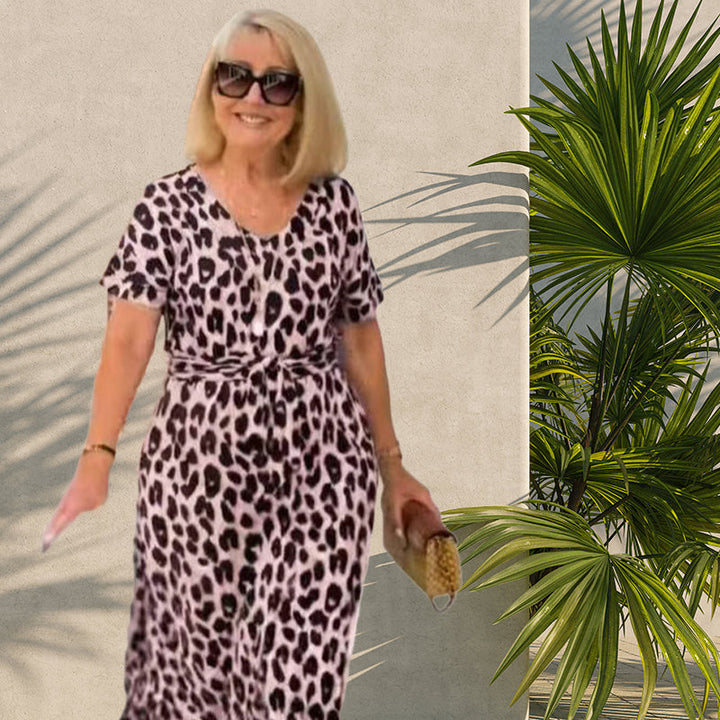 Leopard Print Dress with Belt